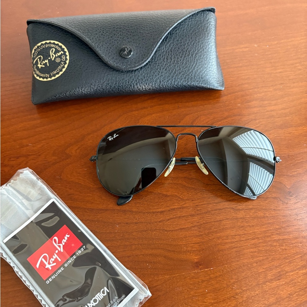 Ray-Ban Black 58mm Unisex Aviator Sunglasses